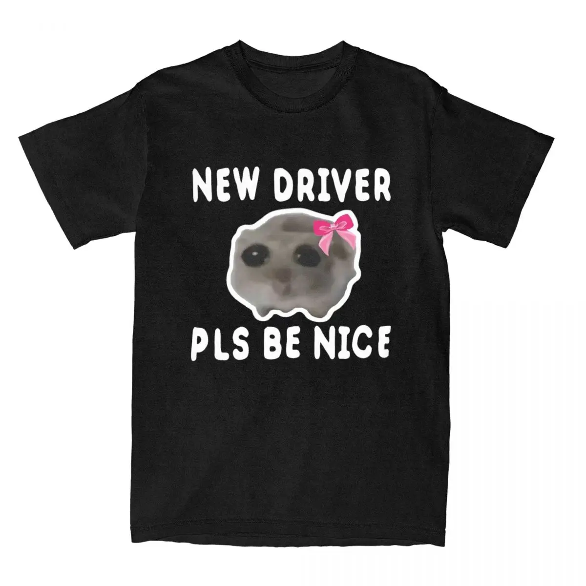 Men's Sad Hamster Driver T Shirts Funny Meme Pure Cotton Clothes Leisure Short Sleeve Round Collar Tee Shirt Party T-Shirt