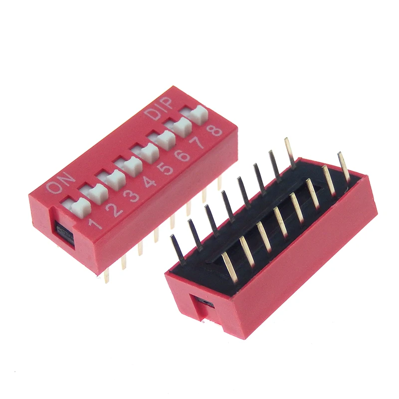 10PCS Slide Type Switch Module 1 2 3 4 5 6 7 8 9 10 12 Bit 2.54mm Position Way DIP Red Pitch Toggle Switch Red Snap Switch