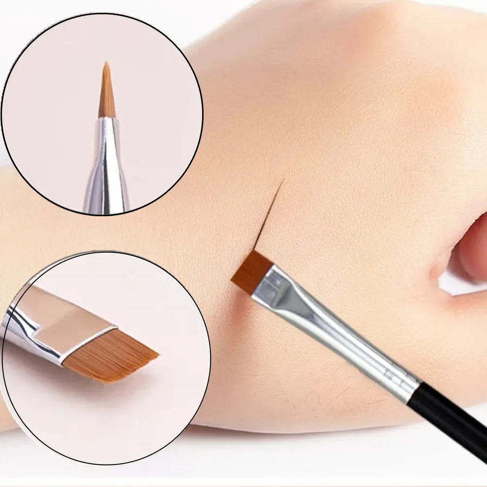 1/2/3개 초박형 플랫 눈썹 브러쉬 - 부드러운 적용을 위한 정밀한 아이라이너 및 눈썹 윤곽 미용 메이크업 브러쉬 도구