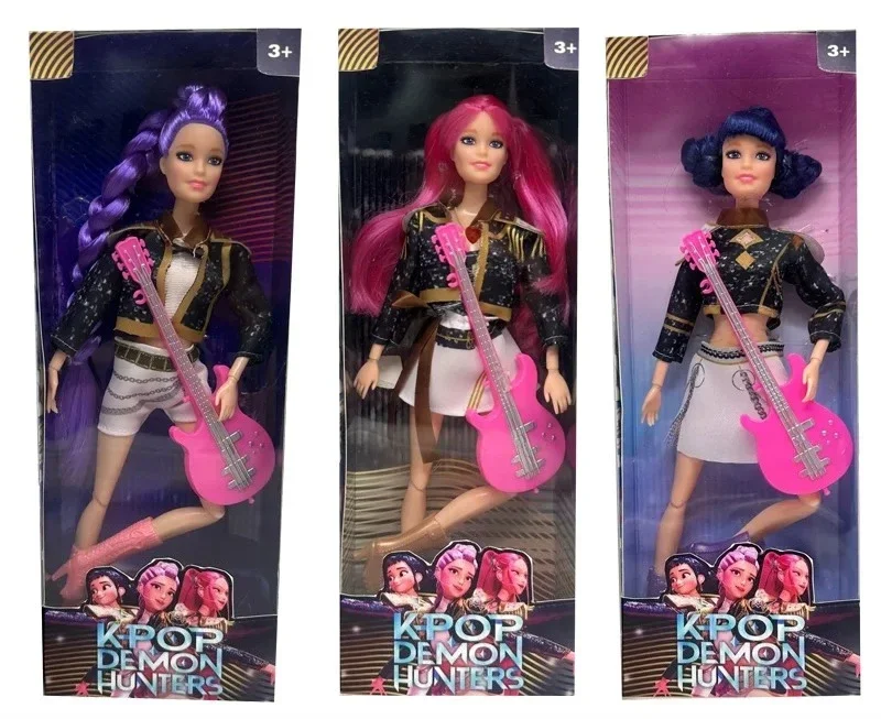 2025 K팝 데몬 헌터즈 라이브 액션 피규어 장난감 테마곡 포함 팬들을 위한 다채로운 조명 액션 피규어