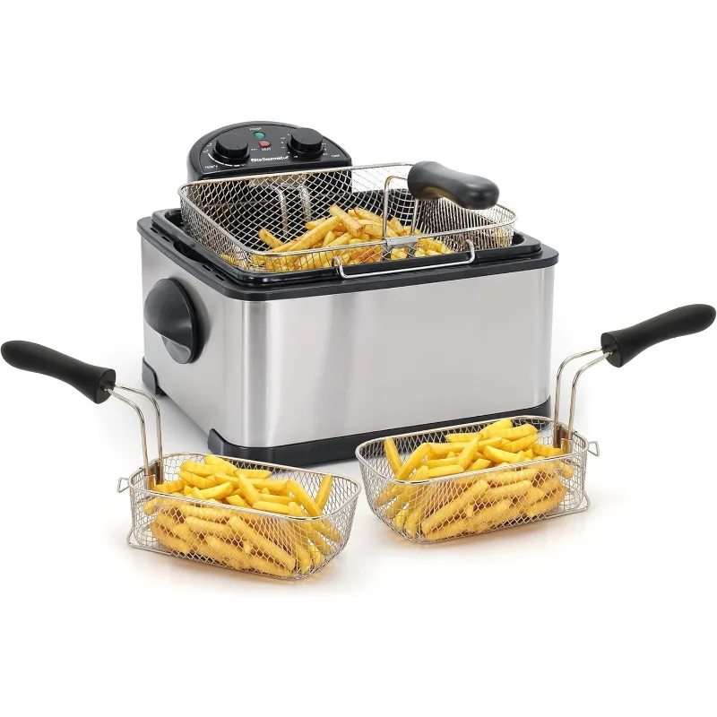 4,5 Qt Tauchfritteuse mit 3 Körben, Sichtfenster und geruchsfreiem Filter