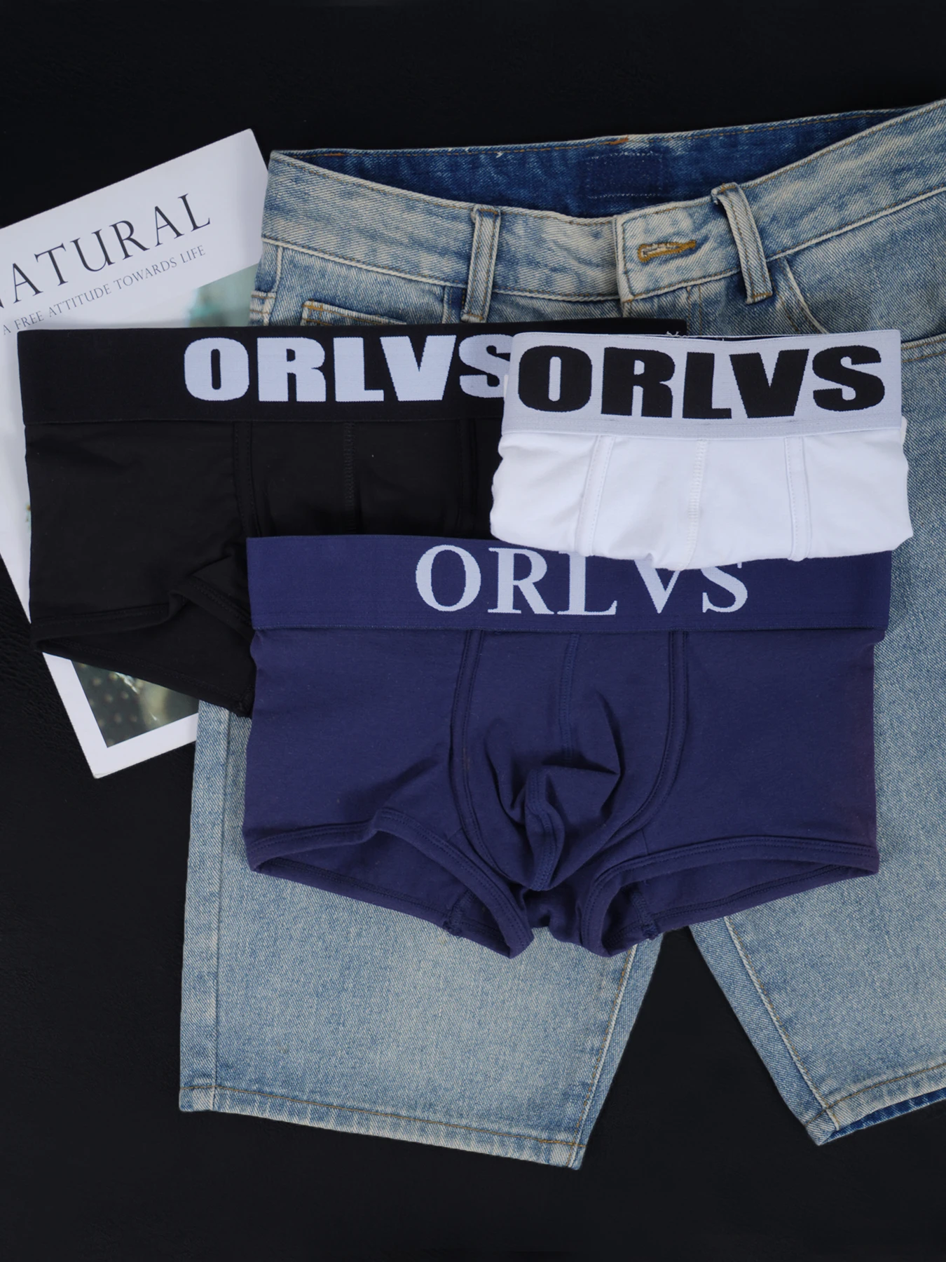 

3 PCS Men's ORLVS 100% Cotton Boxer Briefs U Convex Pouch Branded Waistband Breathable Casual Underwear