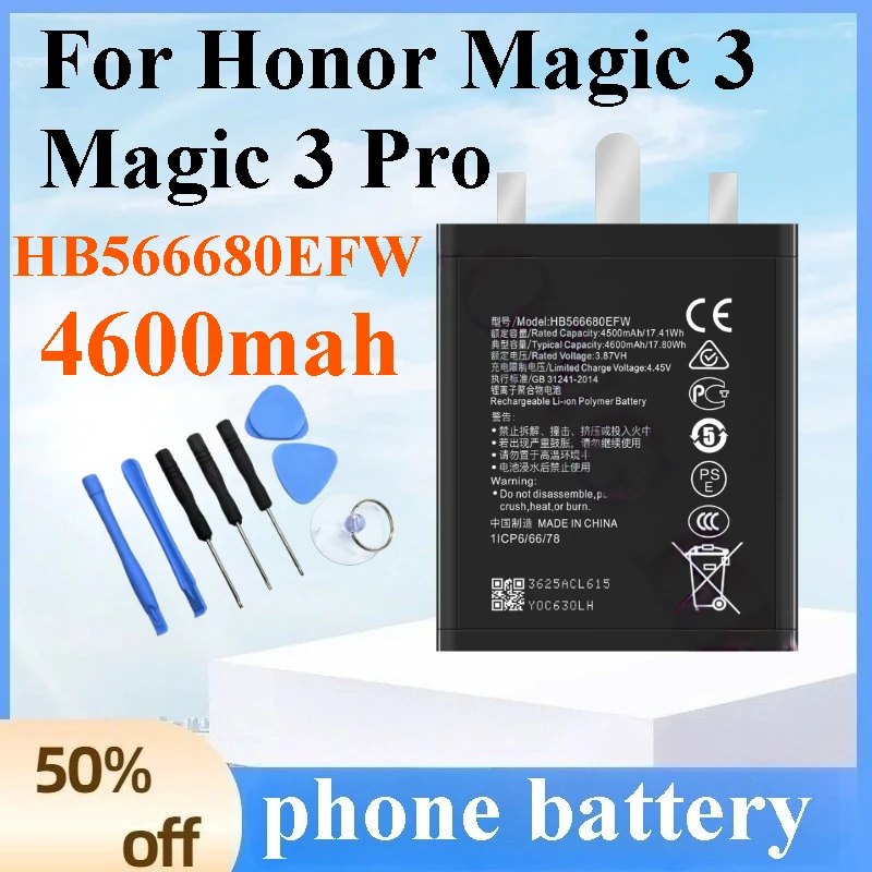 

New HB566680EFW Battery 4600mAh High Capacity Replacement Battery for Honor Magic 3 Magic3 Pro Persistent standby