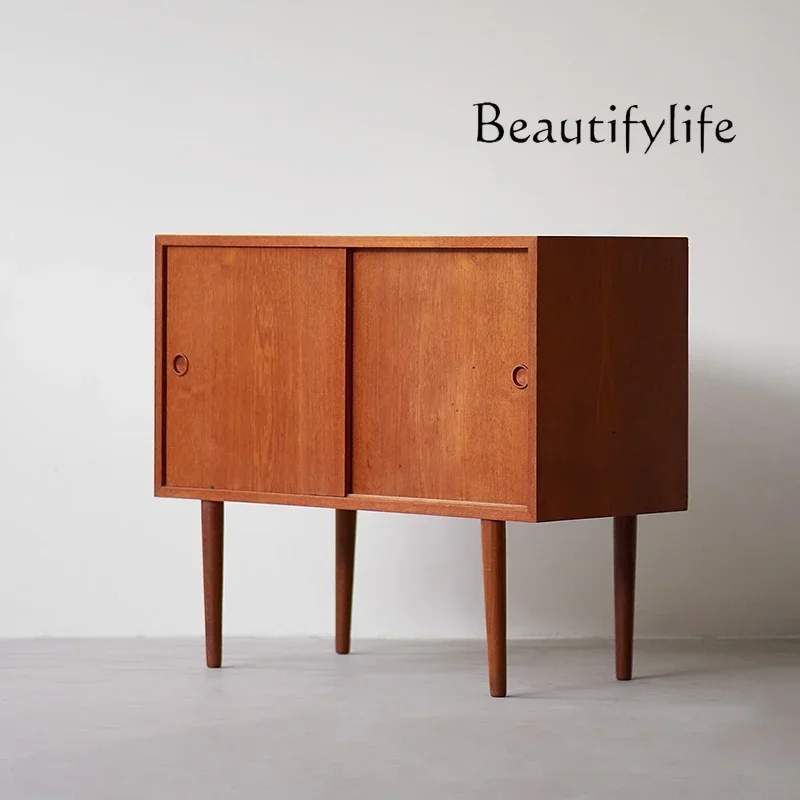 VV XX Retro Modern Design Side Cabinet, Cherry Wood Storage Locker, Myanmar Teak Tableware Cabinet, Cherry Wood.