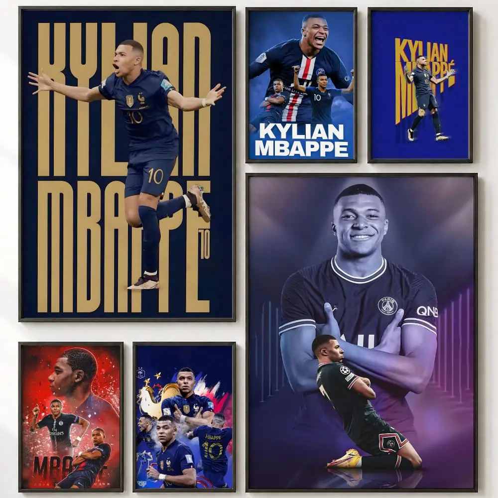 Soccer Star Kylian Mbappé Poster HD poster wall art self-stick no-residue for home cafe office great gift