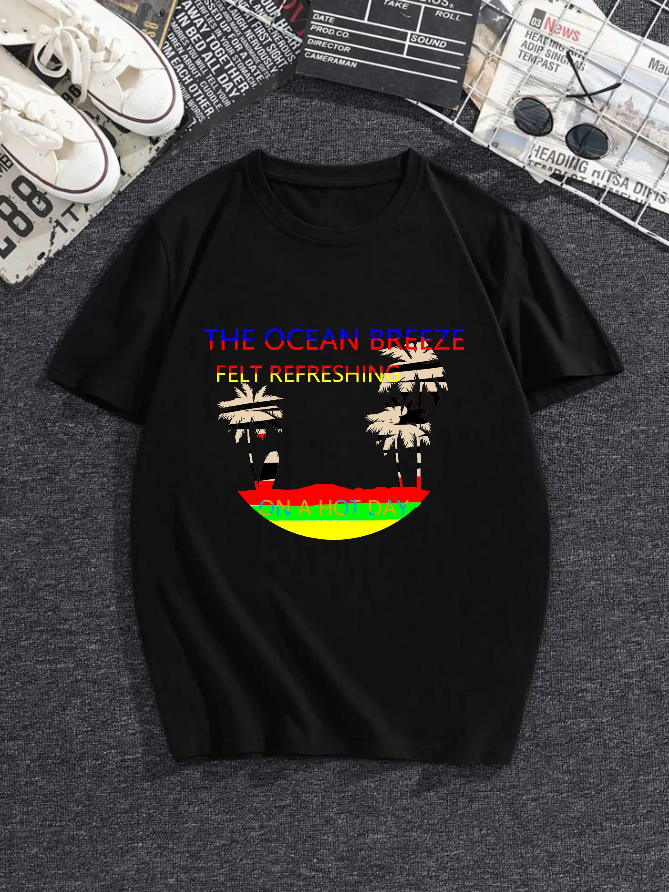 

Women's T-shirts Chinese style Y2k Hip-Hop Women's clothing Casual 100% cotton The Ocean Breeze Feels printed tee Running Str