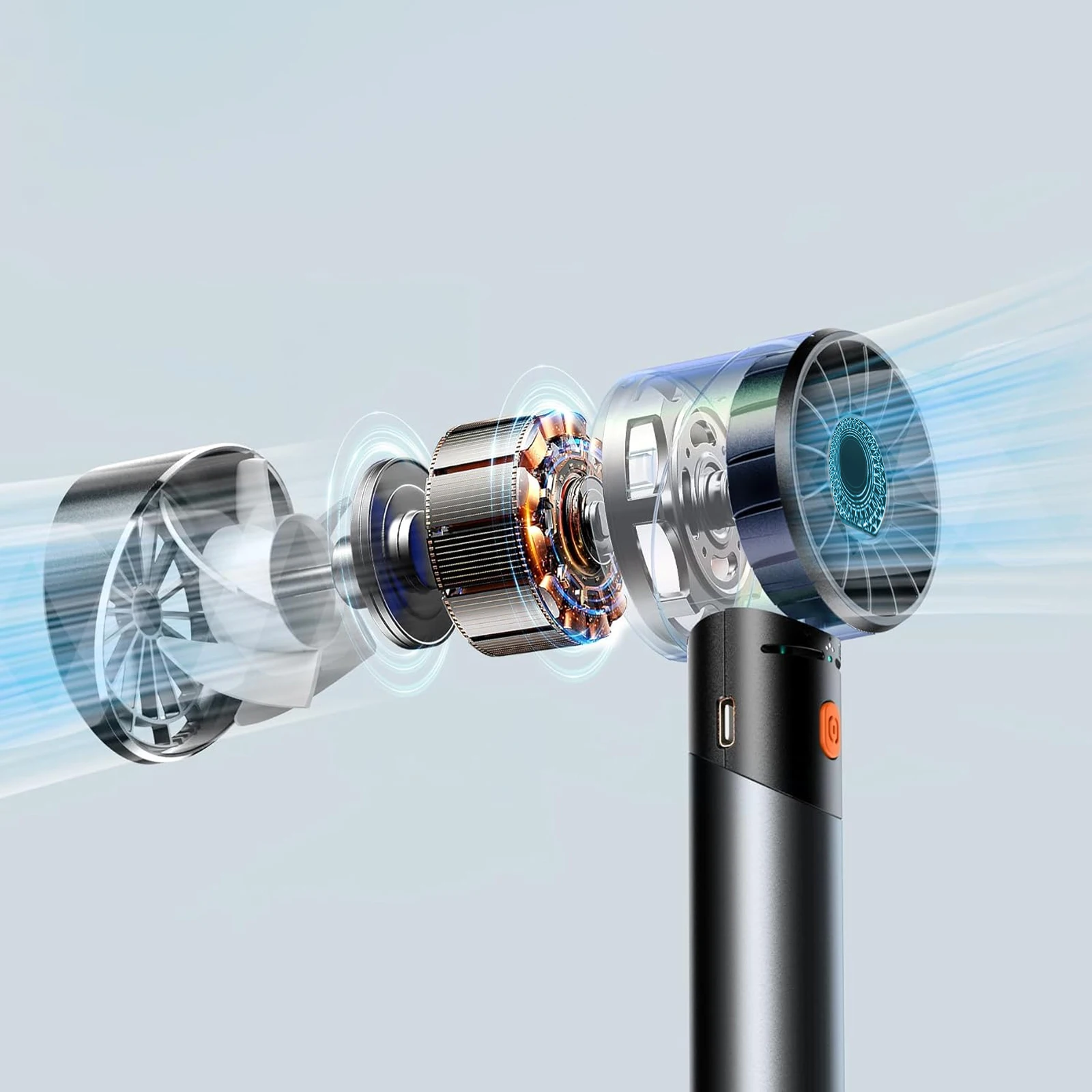 مروحة محمولة، مروحة تربو صغيرة محمولة، قابلة لإعادة الشحن مع 4 سرعات قابلة للتعديل، بطارية 2600 مللي أمبير في الساعة، للسفر والمكياج والتخييم في الهواء الطلق