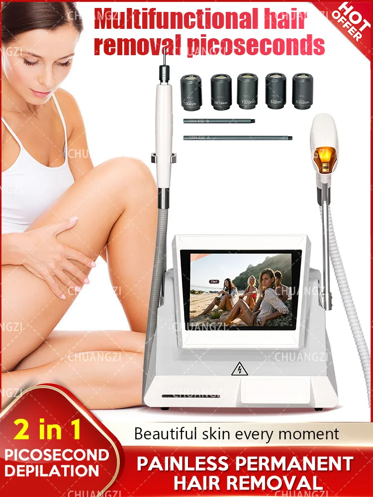 

Diode Laser and Picosecond Laser Tattoo Removal Machine with 4 Wavelength 755nm 808nm 1064 2 in 1 808 Diode Laser Hair Removal