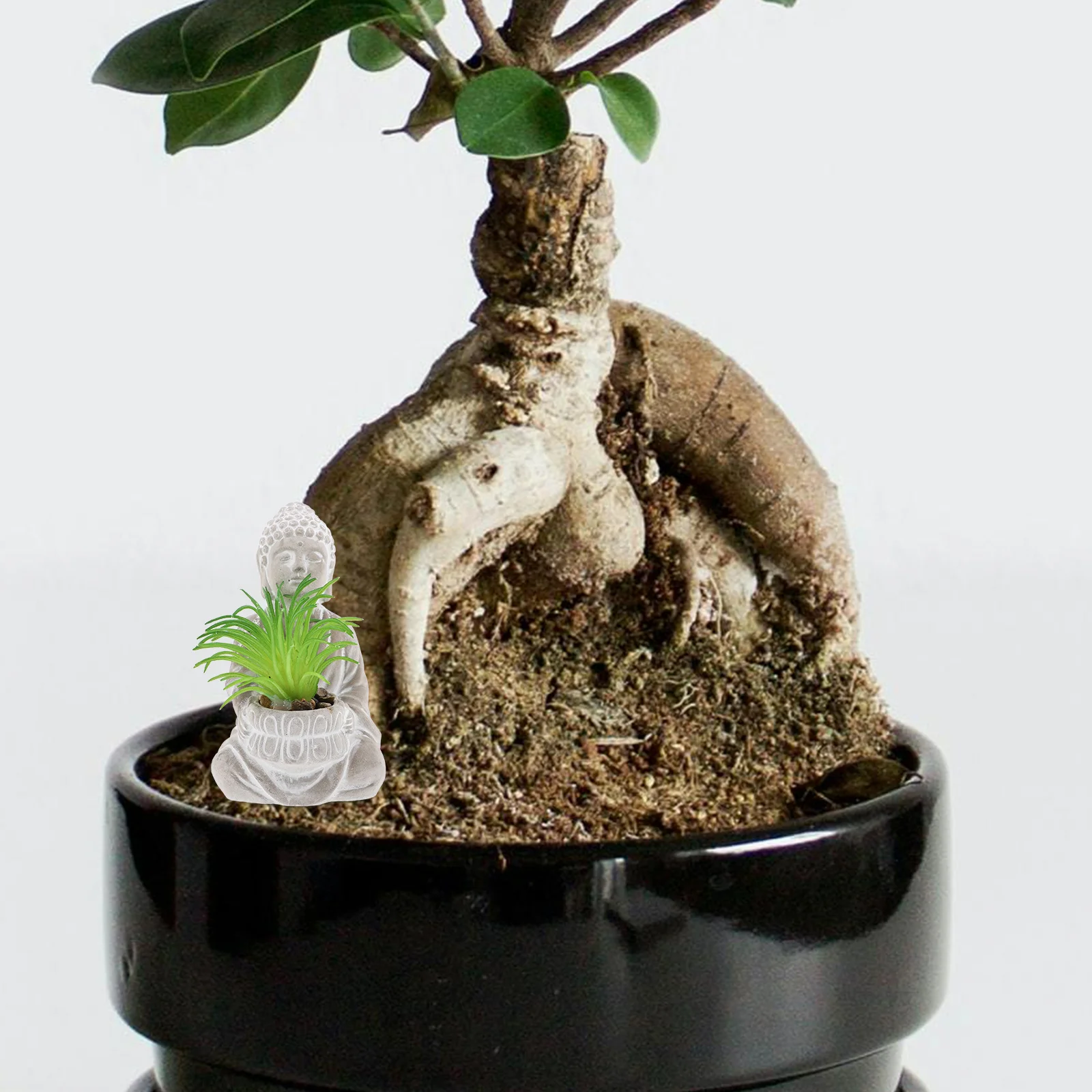 

Buddha Statue in Cement with Fake Succulents Garden Ornament for Outdoor Indoor Spaces Decorative Garden Sculptures Home Decor