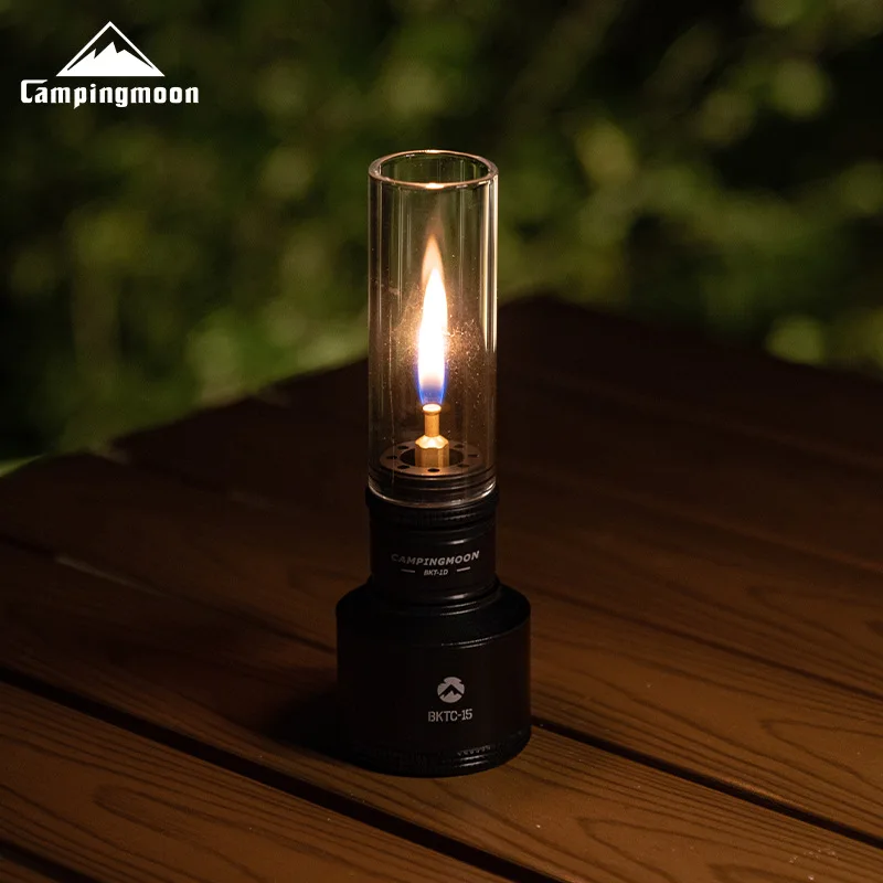 CAMPINGMOON BKT-1D Black Gas Coreless Candle Lamp Tent Steam Lamp Atmosphere Camping Flat Gas Straight Candle Light