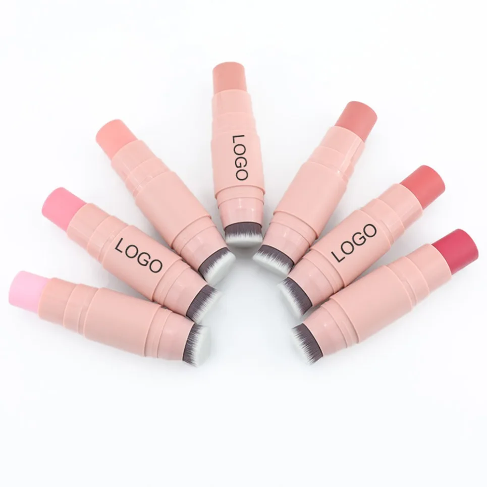 Waterproof Pigment Single Blush Stick Private Label Long Lasting Face Makeup Powder Blusher Custom Logo Wholesale White Package