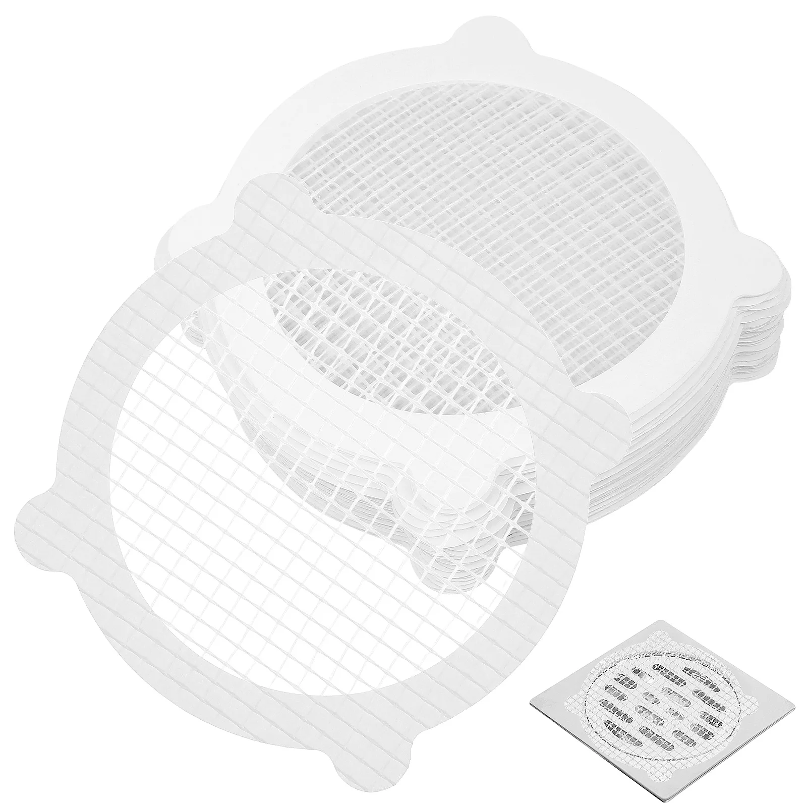 

50 Pcs Drain Hair Hair Stopper For Shower Drain Catcher Stickers 100mm Round Fine Mesh Disposable Sink Floor Pipe Protector