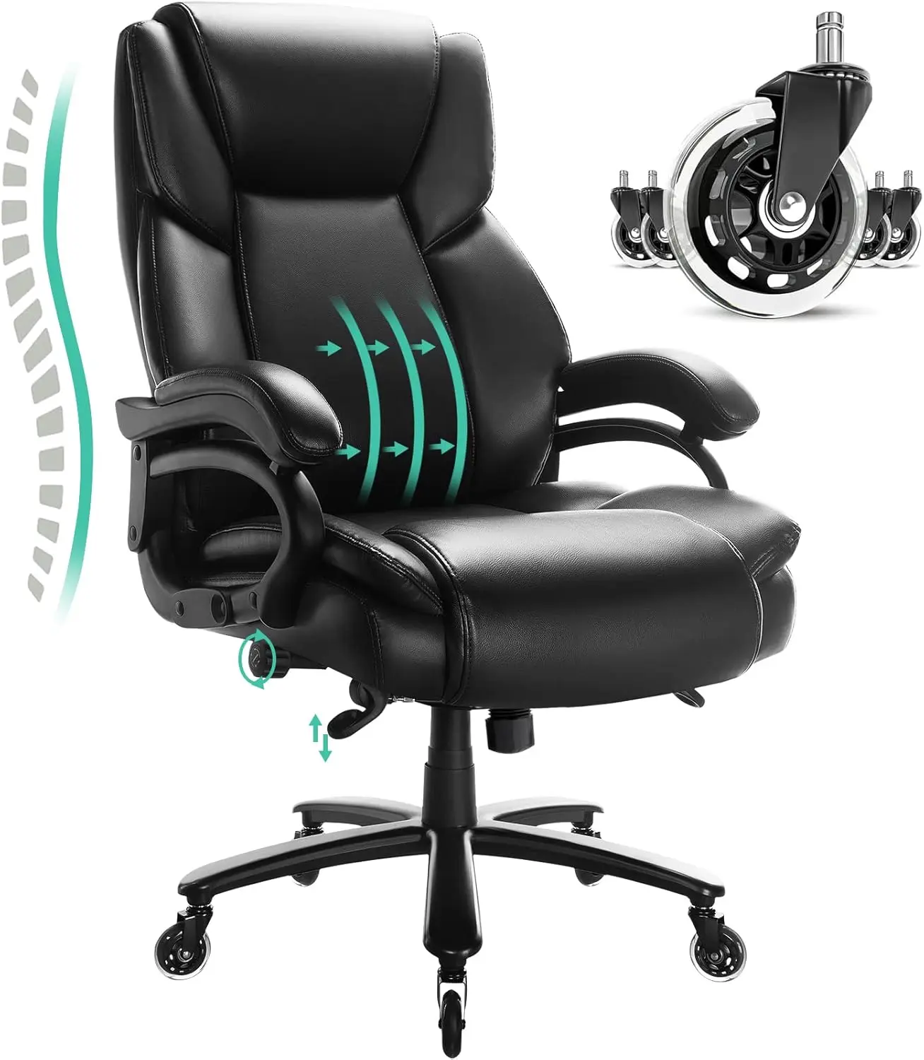 OFIKA Big and Tall Office-Chair 500lbs - Adjustable Lumbar Support, Office Chair for Heavy People, Heavy Duty High Back