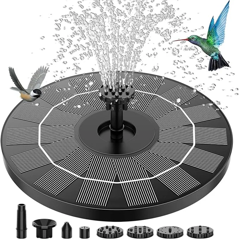 3.5W Solar Fountain, Solar Fountain with 6 Nozzles, Solar Fountain for Birdbaths, Garden Decoration, Swimming Pools, Ponds, Fish