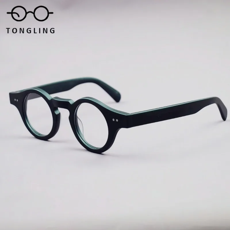 

Лидер продаж, модная мужская новая высококачественная ацетатная женская ниша ручной работы в стиле ретро, круглая оправа, персонализированная классическая универсальная оправа для очков