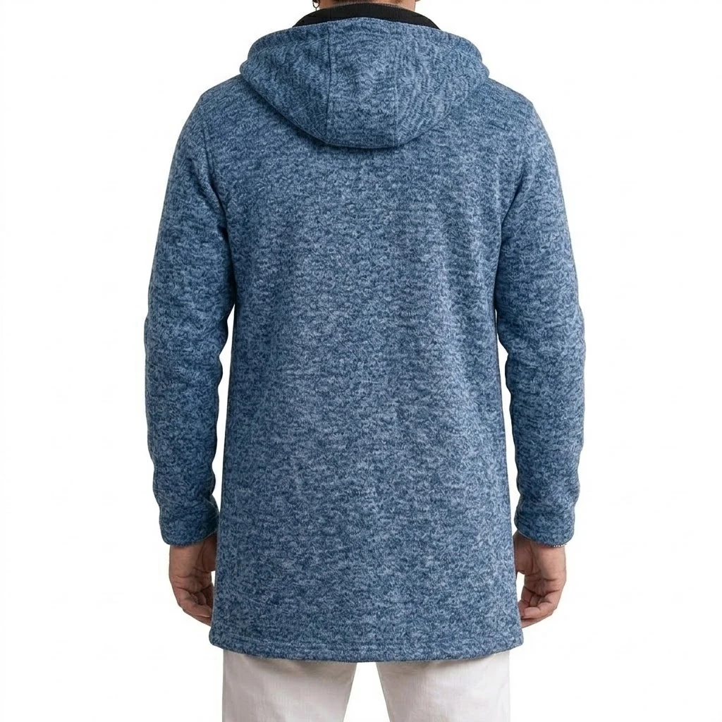 Herren Zip-Hoodie-Jacke, Herbst, lässig, warm, Fleece, Kapuzen-Trenchcoat, Thermo-Winter-Oberbekleidung mit Reißverschlusstaschen, Sweatshirt mit Reißverschluss – Detail 7