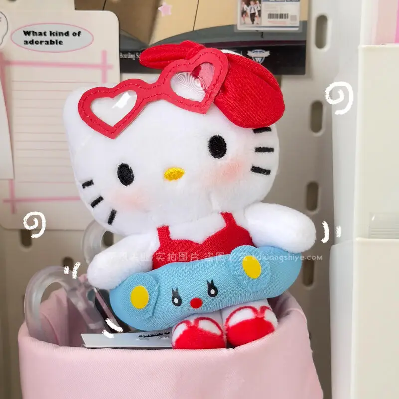 Sanrio Hello Kitty Cartoon Swimming Ring Bag Pendant Clothes Accessories Student Backpack Zipper Decoration Girl's Birthday Gift