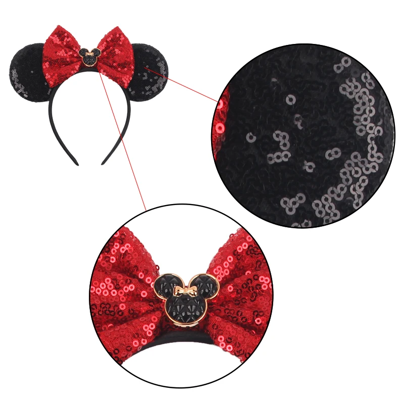 New Cute Mickey Mouse Ears Headband 5Inches Velvet Bow Hairband For Girls Festival Party Cosplay DIY Hair Accessories Gift