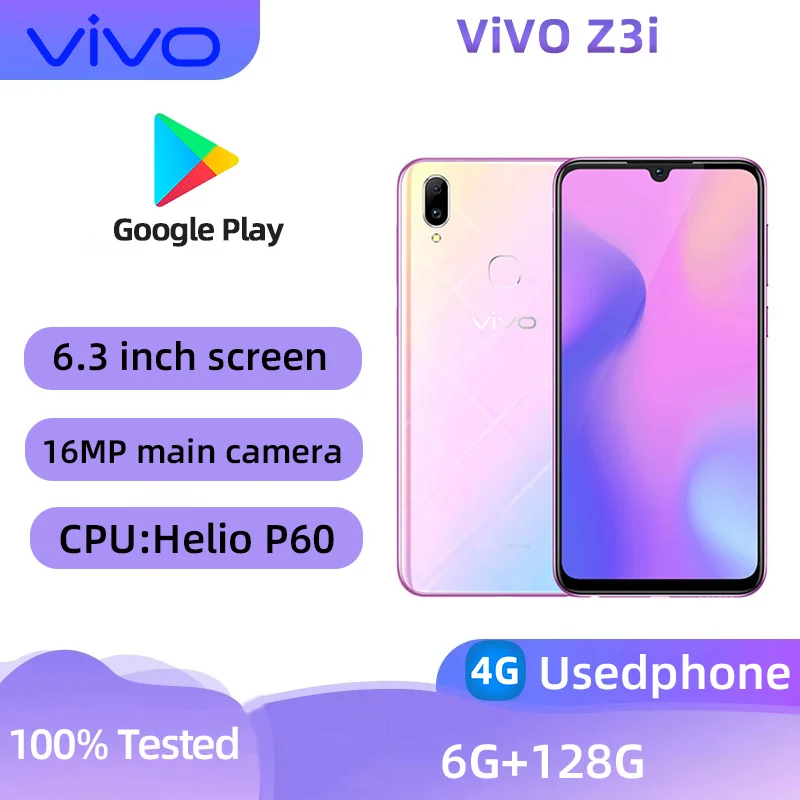 Vivo Z3i 4G smartphone CPU MediaTek Helio P60 6.3-inch screen 16MP camera 3315mAh battery used phone