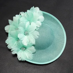 Yellow Big Fascinator Wedding Hat Women Headband and Hair Clip Church Party Chapeau Femme Headpiece Feather Flower Headwear