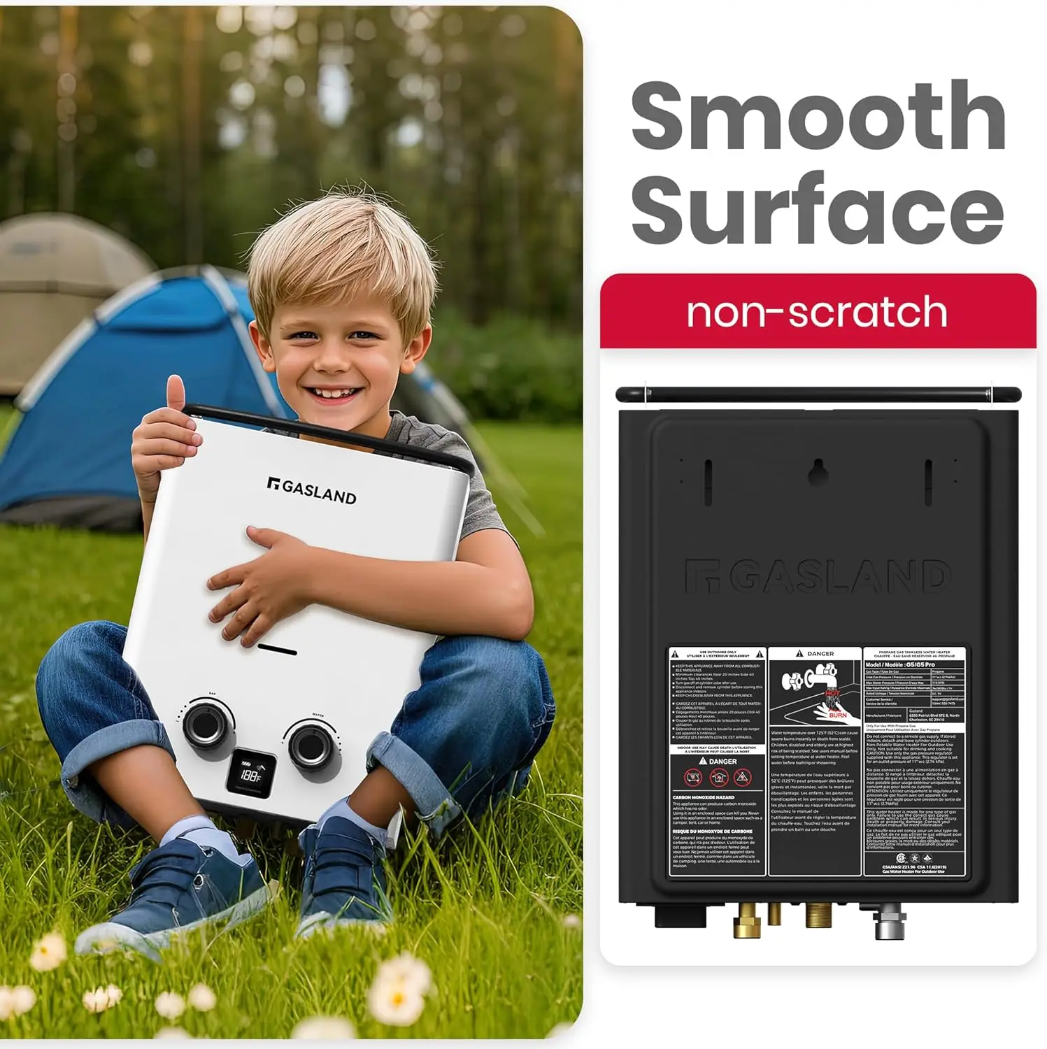 GASLAND Goshower G5 1,32 GPM 34000BTU calentador de agua caliente de propano portátil compacto para acampar al aire libre calentador de ducha fuera de la red