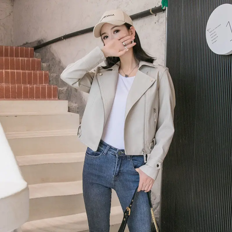 

2024 Women's Autumn New Short Slim Fit Slimming PU Biker's Leather Jacket