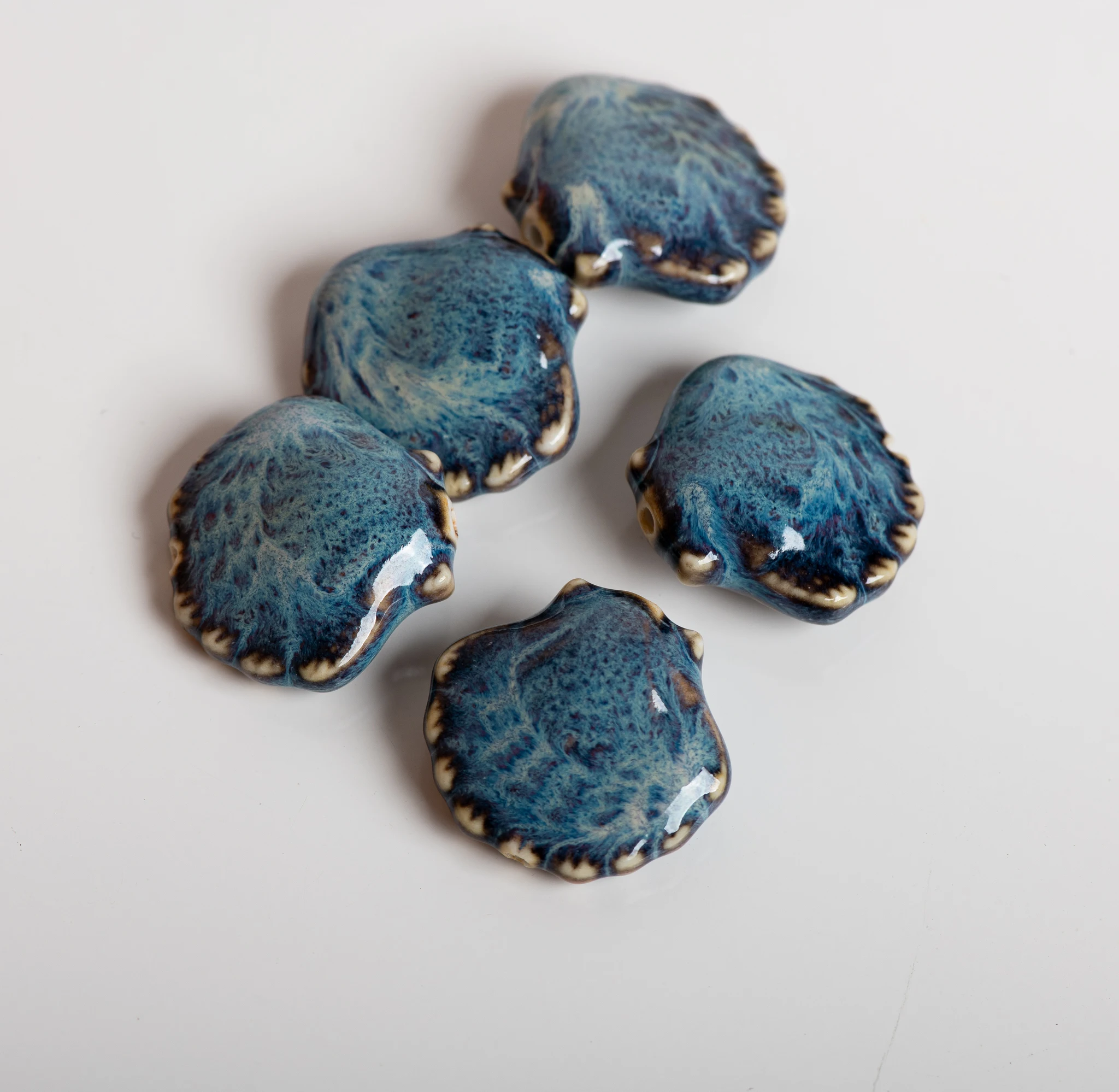 30#5pcs Handmade Ceramic Scallop Pendant 30mm Porcelain Jewelry Making Supplies for Necklaces