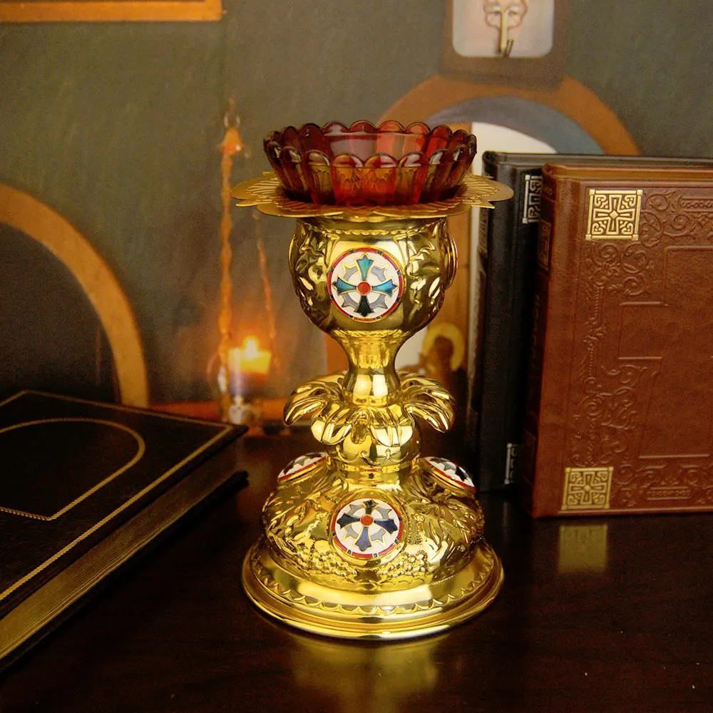 HTISOK Neue Heilige Öllampe Orthodoxe Kirchen-Öllampe Vergoldete Liturgische Messe-Ausstattung Religiöse Rituale Orthodoxe Heilige Öllampe – Detail 5