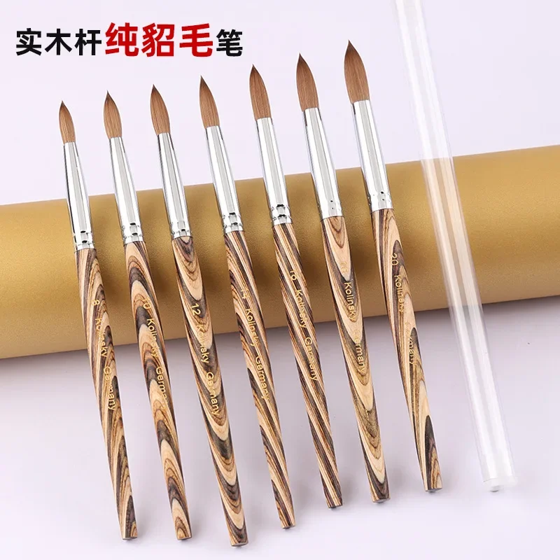 Pure Mink Hair Nail Brush UV Gel Nail Polish Extension Builder Manicure Nail Pen 100% Kolinsky Painting Brushes TIANMI