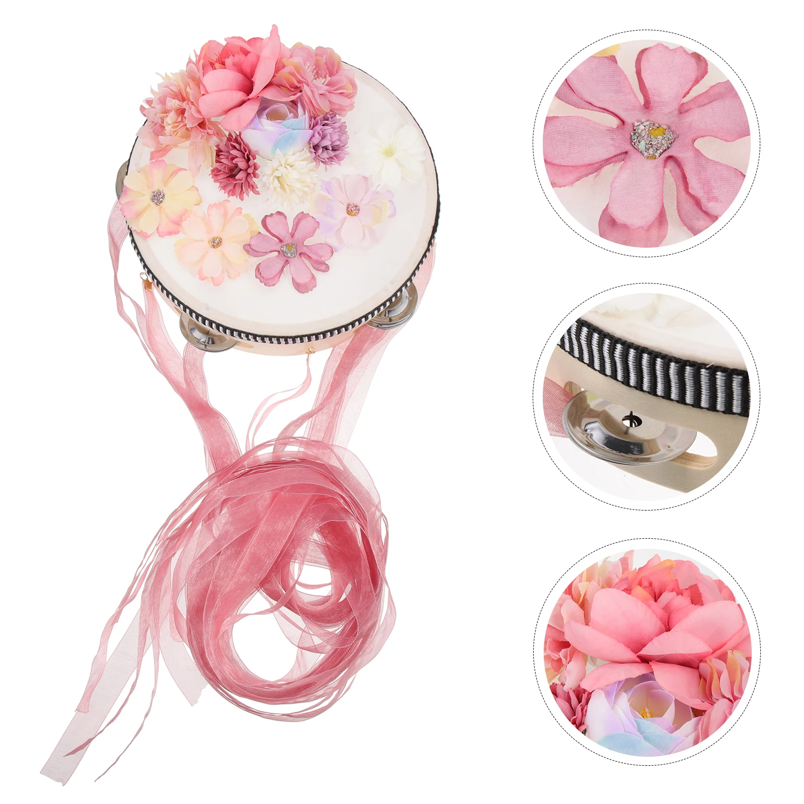 

Silk Flower Hand Drum Tambourine Instrument Baby Musical Toys Kids Kids' & Percussion Instruments Cloth Children's
