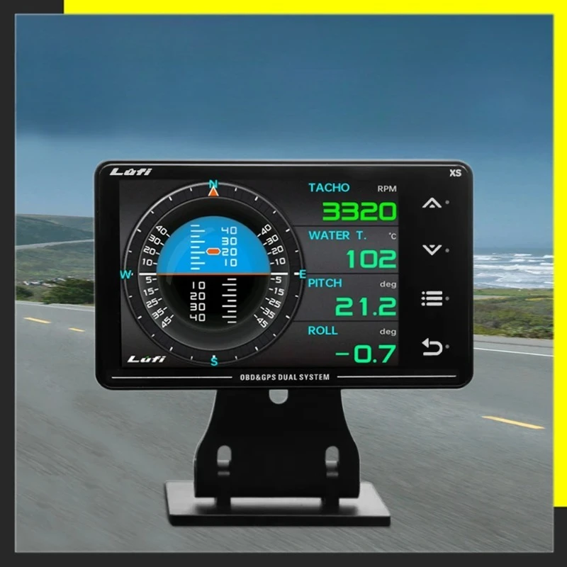 lufi xs revolution obd2 OBD+GPS Automobile Multi-function Water Temperature Turbo Oil Temperature G value Gyroscope LCD gauge