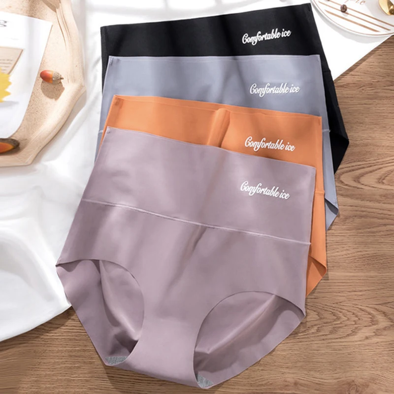 1pcs Women Panties High Waist Underwear Lingerie Ice Silk Briefs Seamless Pants Girls Underpants Slimming Body Shaper Underwear