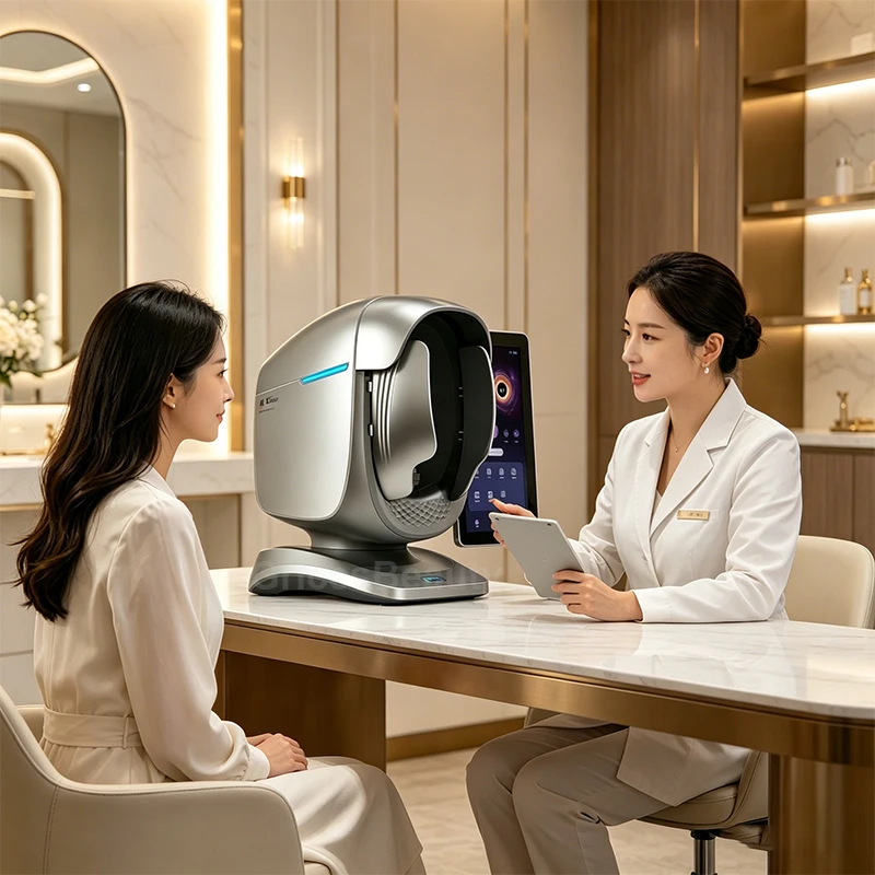 New Professional 3D Intelligent AI Facial Skin Analyzer Scanner With Scalp Analysis Handle Skin Face Diagnostics Face Mirror