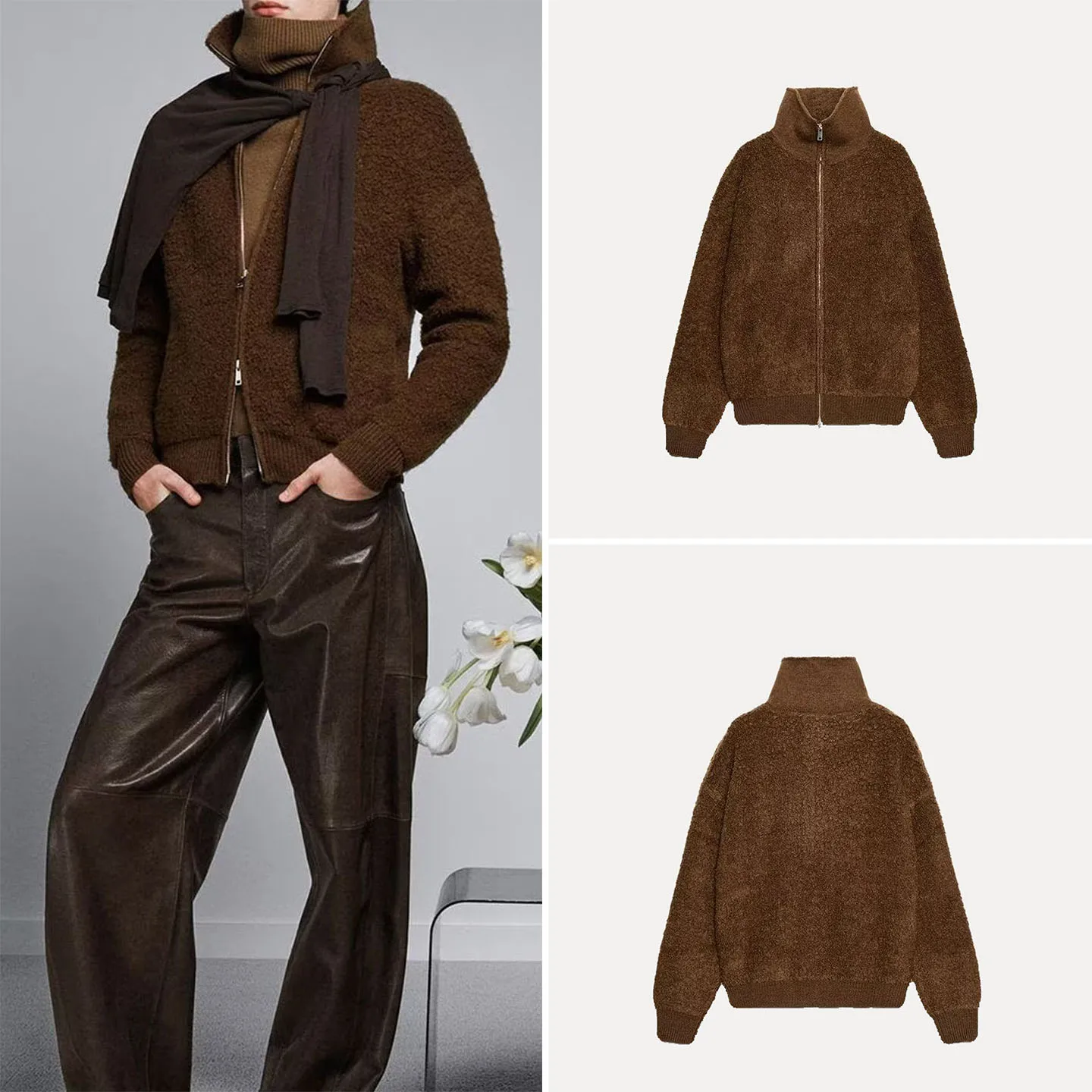 

Z Женская модная верхняя одежда Pilot Jaet Long Sve с воротником-стойкой Ele Sle, осенняя коллекция, застежка-молния