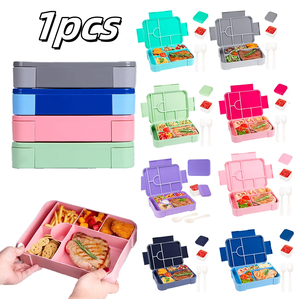 1pc Large Capacity Bento Lunch Box Capacity Microwave Bento Box Leak-Proof Sealing Portable Divided Fresh-Keeping Food Container