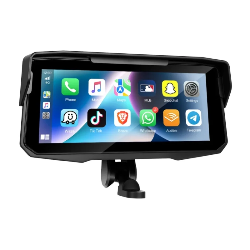 Podofo 6,86'' Motorrad-Monitor Smart Screen Player Carplay-Bildschirm Android Auto BT IP68 Wasserdicht Reifendruckanzeige Airplay