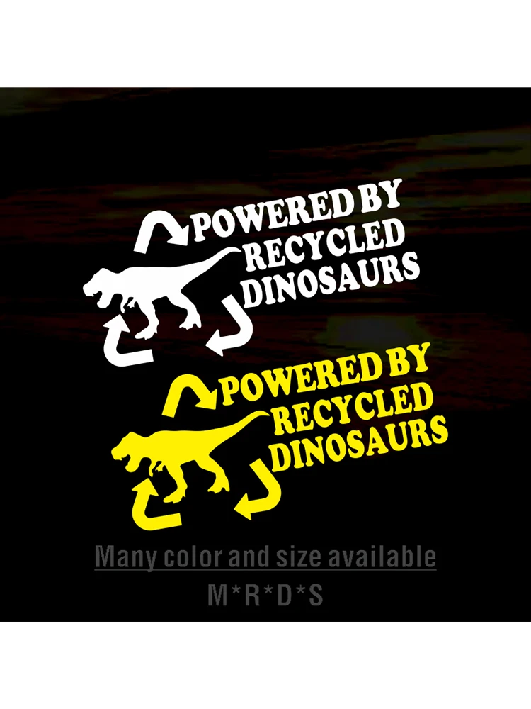 Fashion Powered by Recycle Dinosaurs Decal Black Silver Car Sticker Decal Vinyl for Car Helmet Window Motor