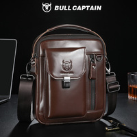 BULLCAPTAIN Men Genuine Leather Crossbody Bag Casual Everyday Shoulder Bag for Work or Travel Crossbody Purse Secure Travel Bag