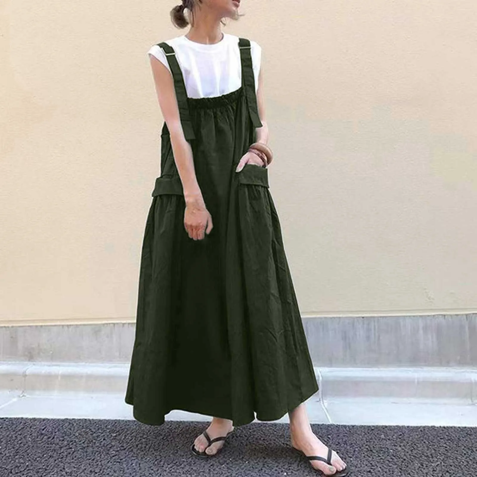 Summer Elegant Overalls Dress Oversized Sundress Women Vintage Straps Solid A-Line Denim Blue Vestidos Fashion Work Harajuku