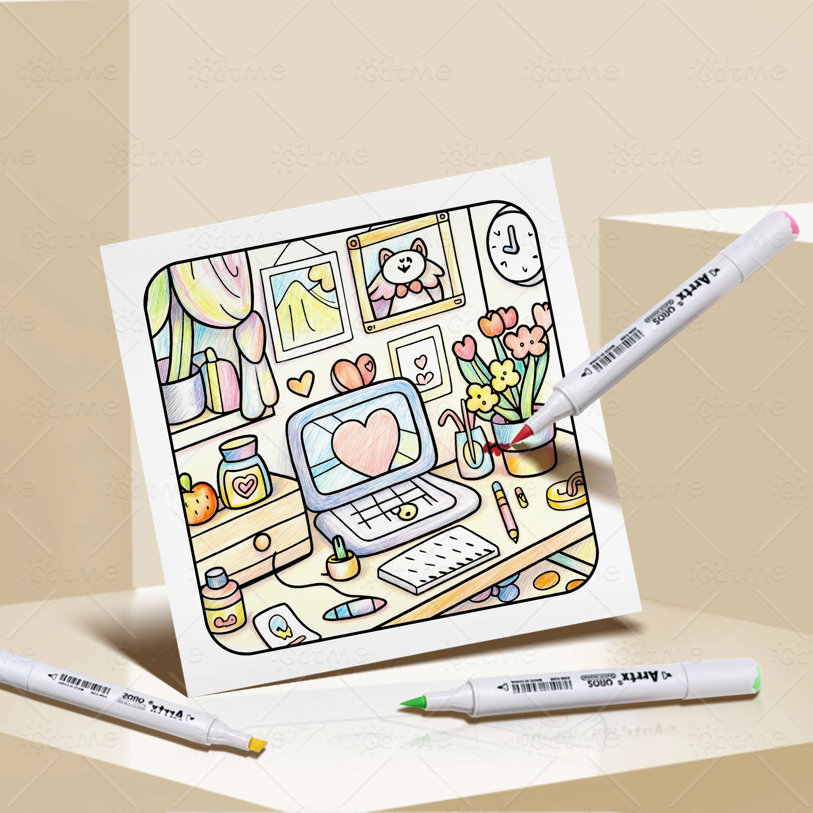 Cozy Home Coloring Book for Adults Featuring Cartoon Bold-easy Patterns for Relaxation Kids DIY Painting Drawing Books