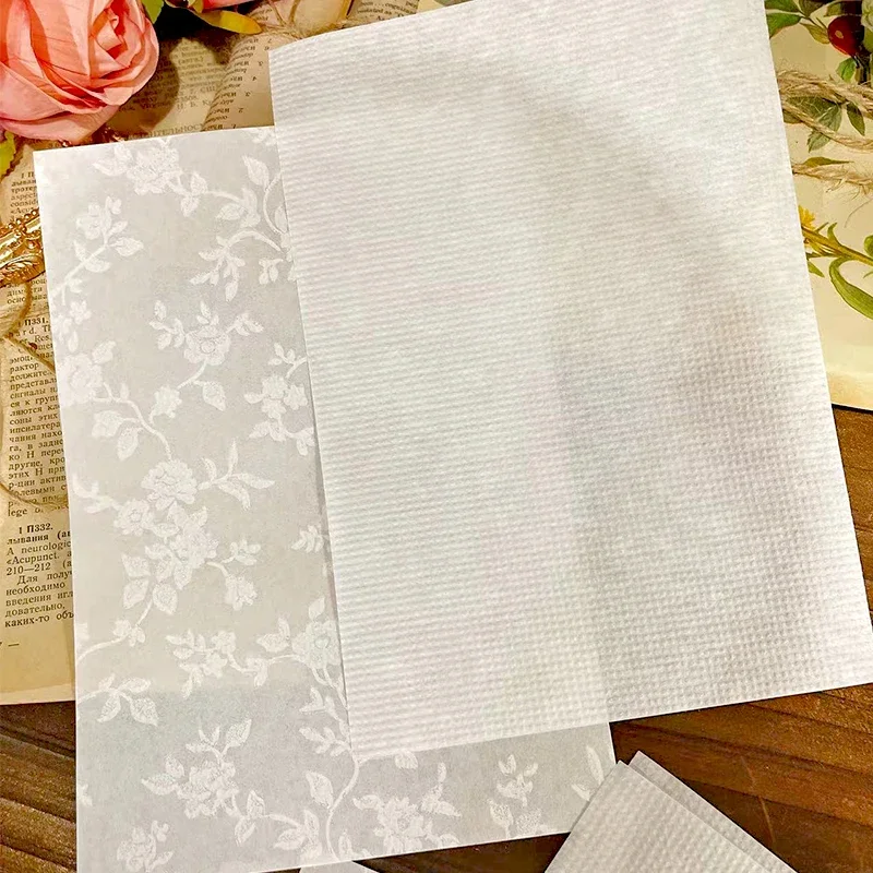 20sheets A5 Rose Pattern Tissue Paper Texture Papers Fancy Premium Card Pack Light Weight Craft Paper Card Paper Scrapbooking