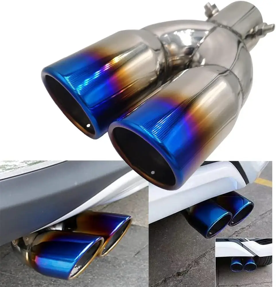 

Car Dual Exhaust Tip Stainless Steel Muffler Tail Pipe 3.8cm-6.3cm Universal Exhaust Pipe Modified Parts