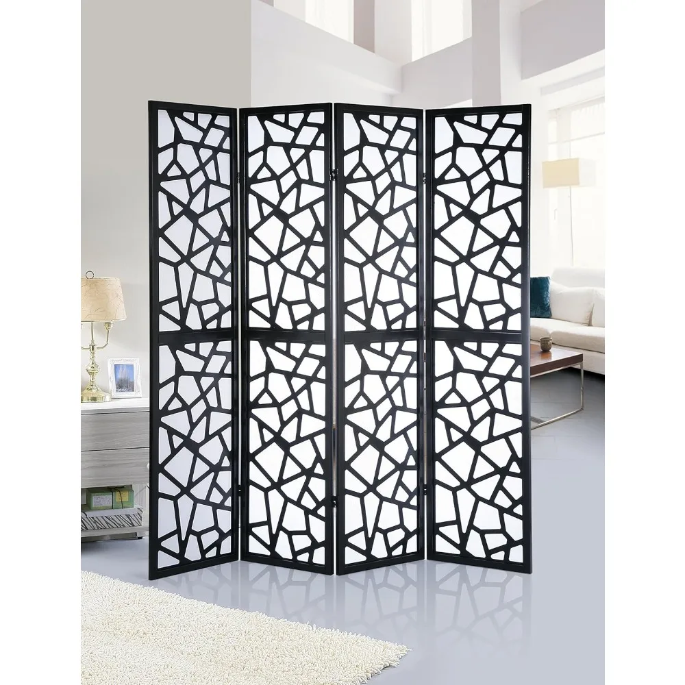 

4 Panel Screen Room Divider, 70"W x 70"H