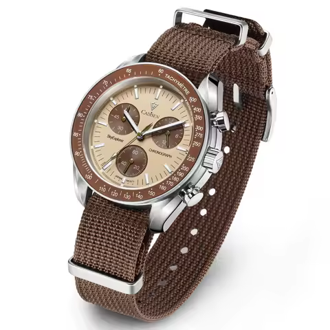 CADISEN New Men's Watches Luxury Quartz Wrist Watch For Men Sapphire AR Coated Crystal Canvas VK68 Speed Chronograph Automatic