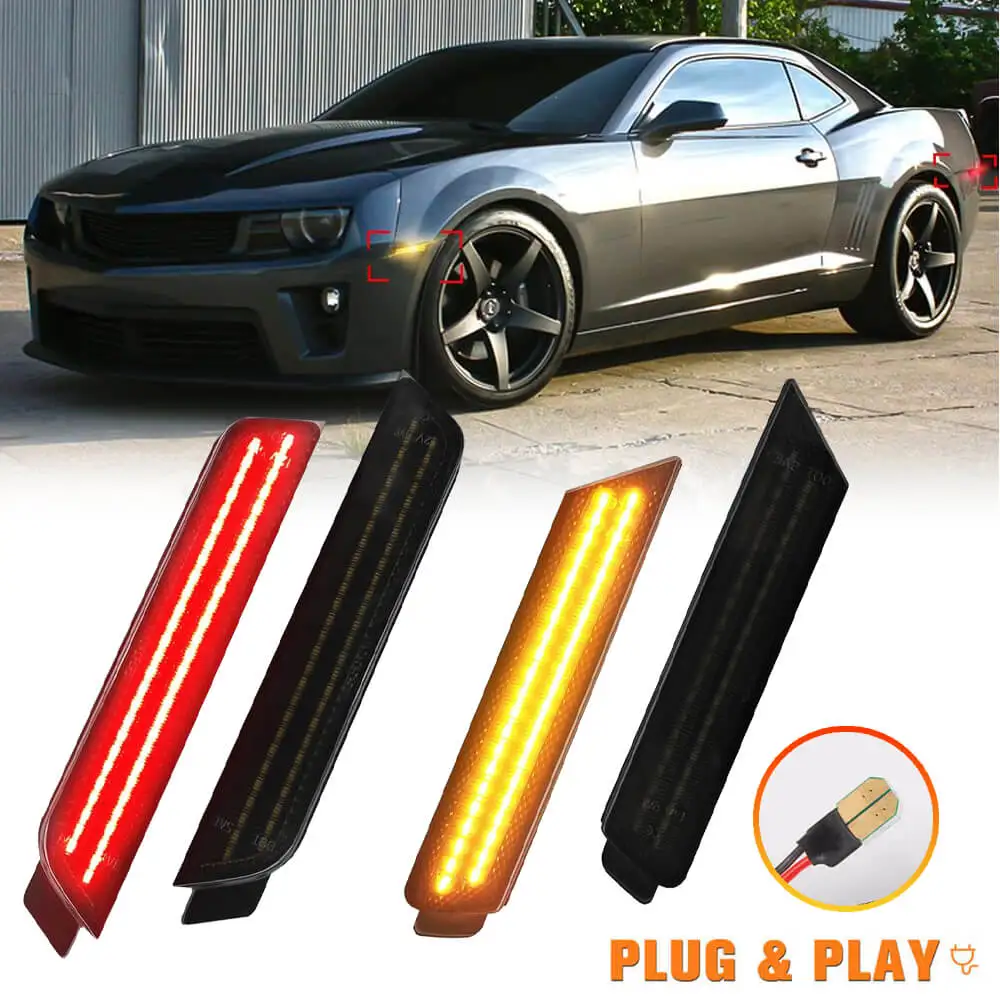 

4pcs Car Front Rear LED Side Marker Lights Amber Red White Light Fender Side Lamp for Chevy Camaro 2010 2011 2012 2013 2014 2015