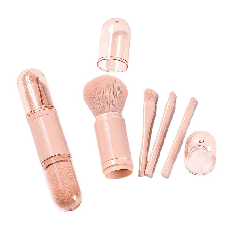 4 Stks/set 4 In 1 Telescopische Make-Up Borstel Draagbare Reizen Make-Up Kwasten Set Oogschaduw Losse Poeder Mini Make-Up Borstel Schoonheid gereedschap