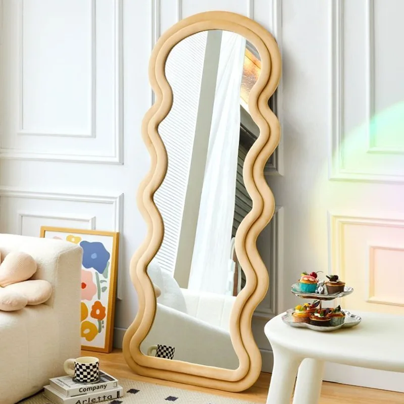 

ins cream style double-layer wave mirror full body floor-to-ceiling home dressing girl's bedroom fitting mirror