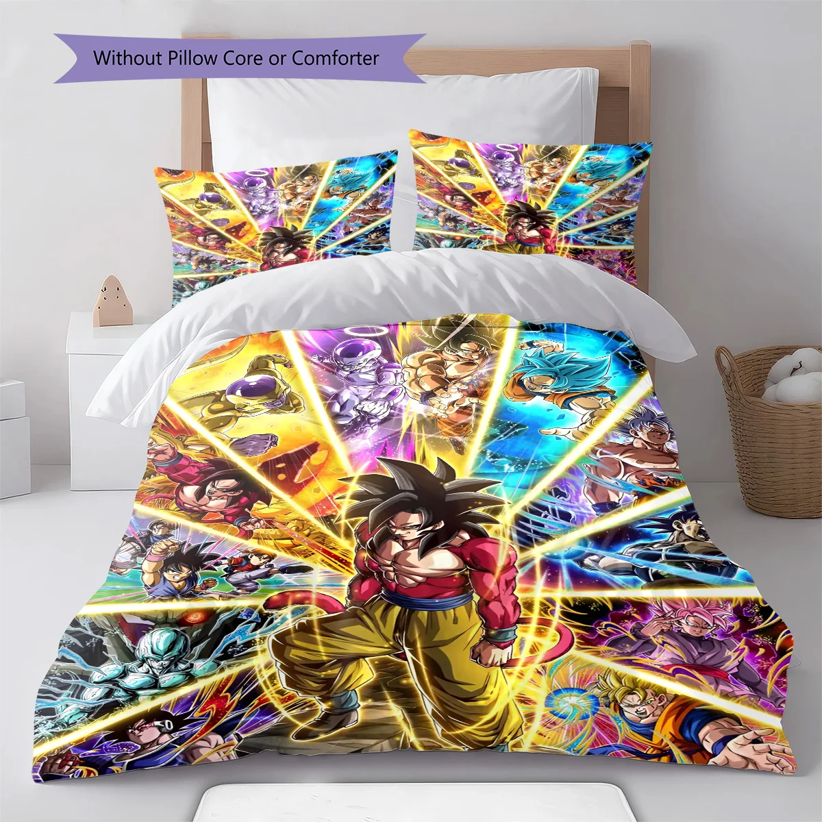 Dragon Ball Dynamic Pose Anime Bedding Set Duvet Cover Polyester Soft Comforter Bedroom Set -QJY