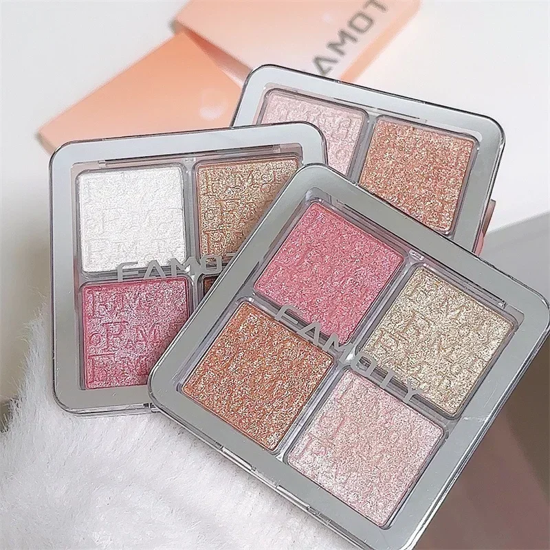 4 Colors Diamond Highlighter Powder Palette Glitter Face Contour Brighten Makeup Shimmer Ultra-concentrated Illuminate Cosmetics