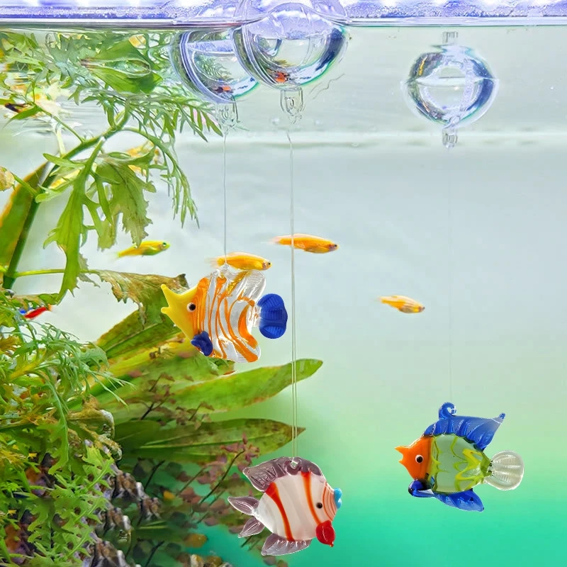 Floating Glass Ball Fish Ornament Tropical Fish Aquarium Decoration Kawaii Glass Ocean Fish Floating Marine Ornament Accessories